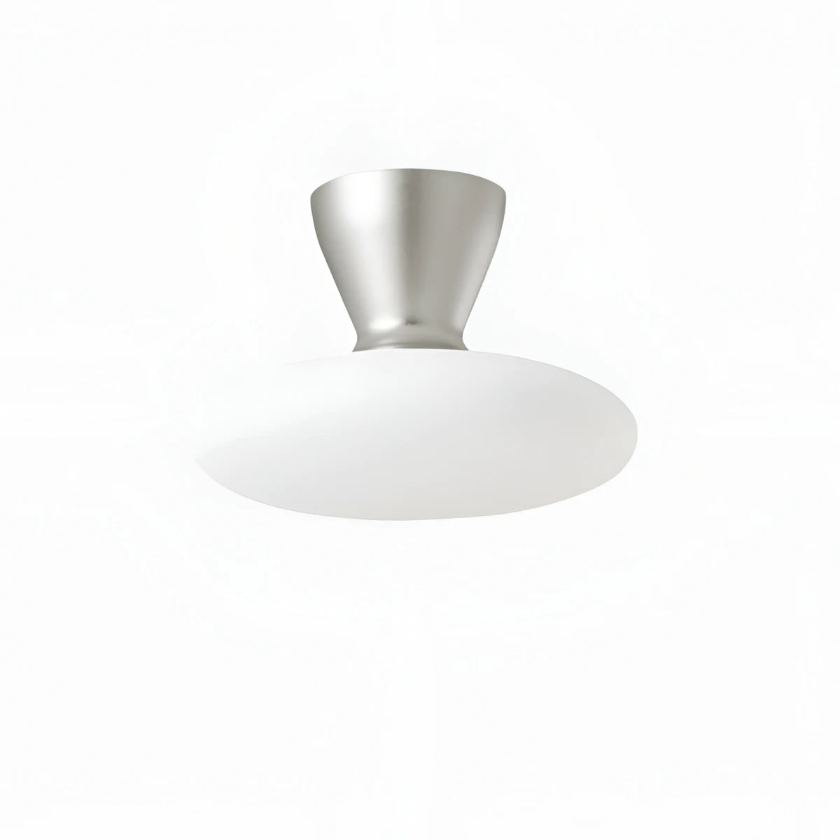 Konos white glass silver finish ceiling light in 28 cm size