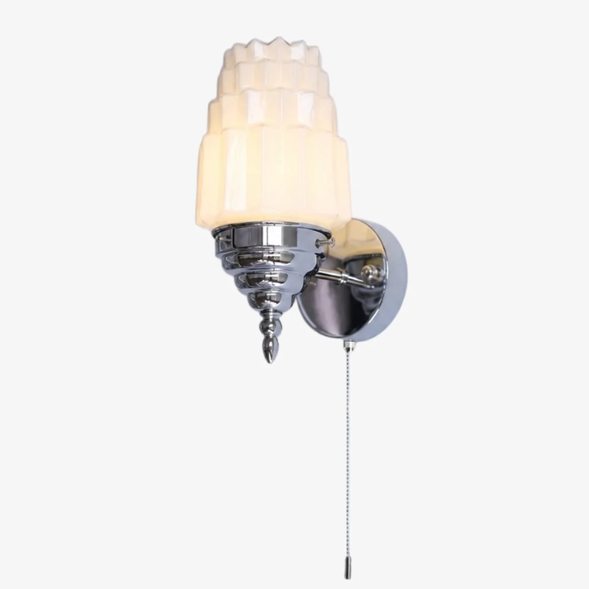 Chrome pull chain wall sconce