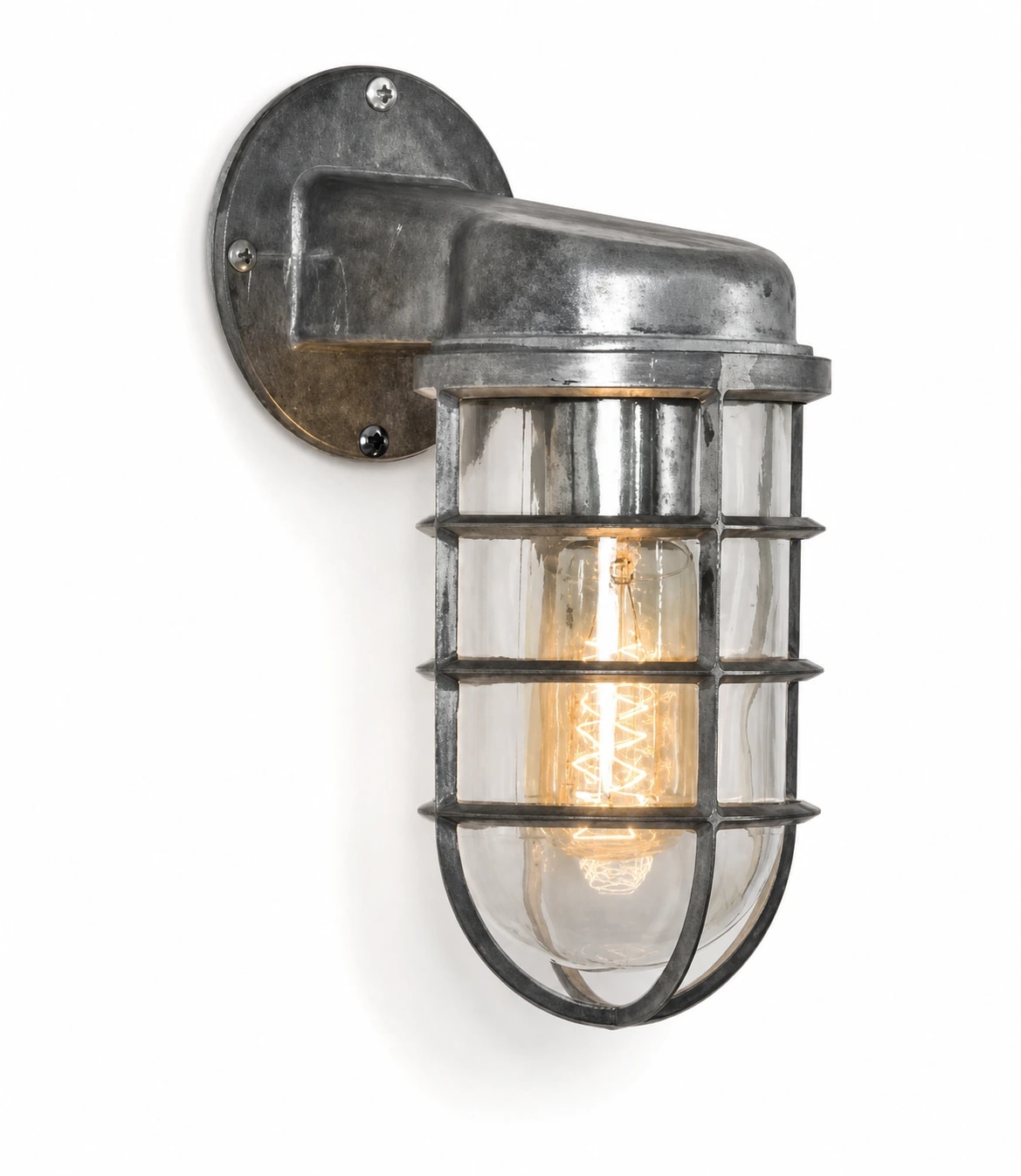 Patnox Clear Glass Wall Sconce Aged Silver Finish