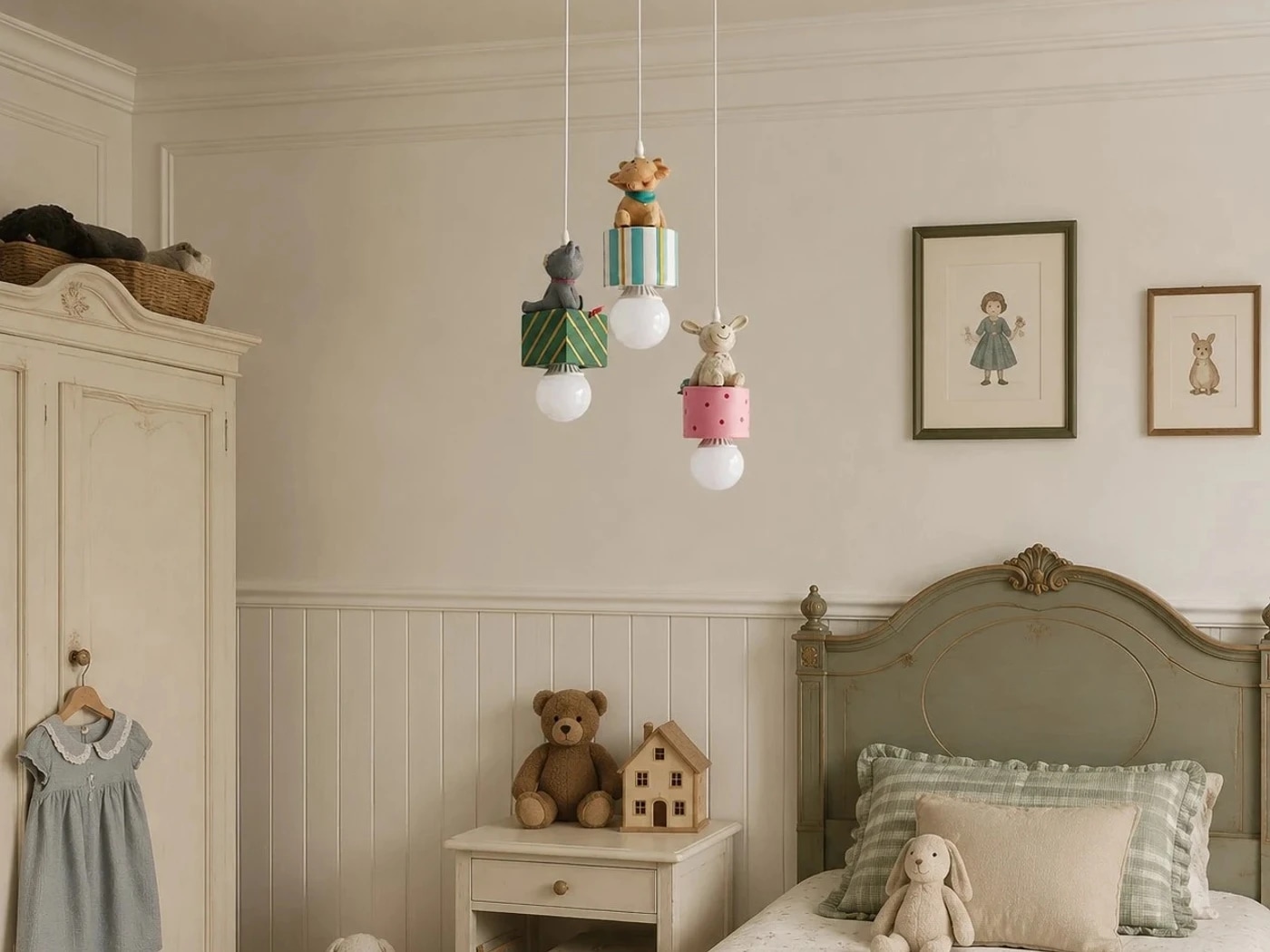 Animal gift box pendant lamp in a children room
