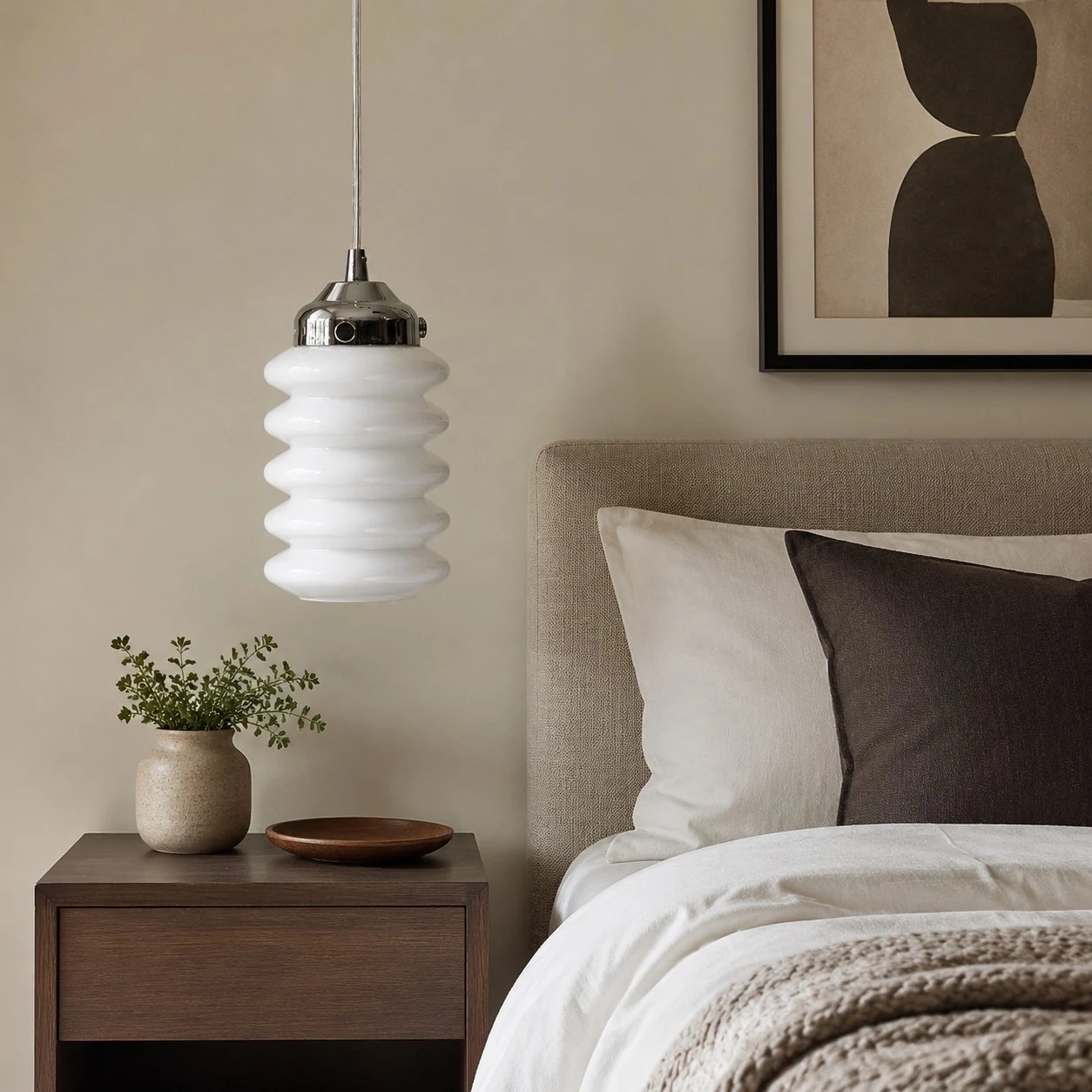 White ribbed glass shade pendant