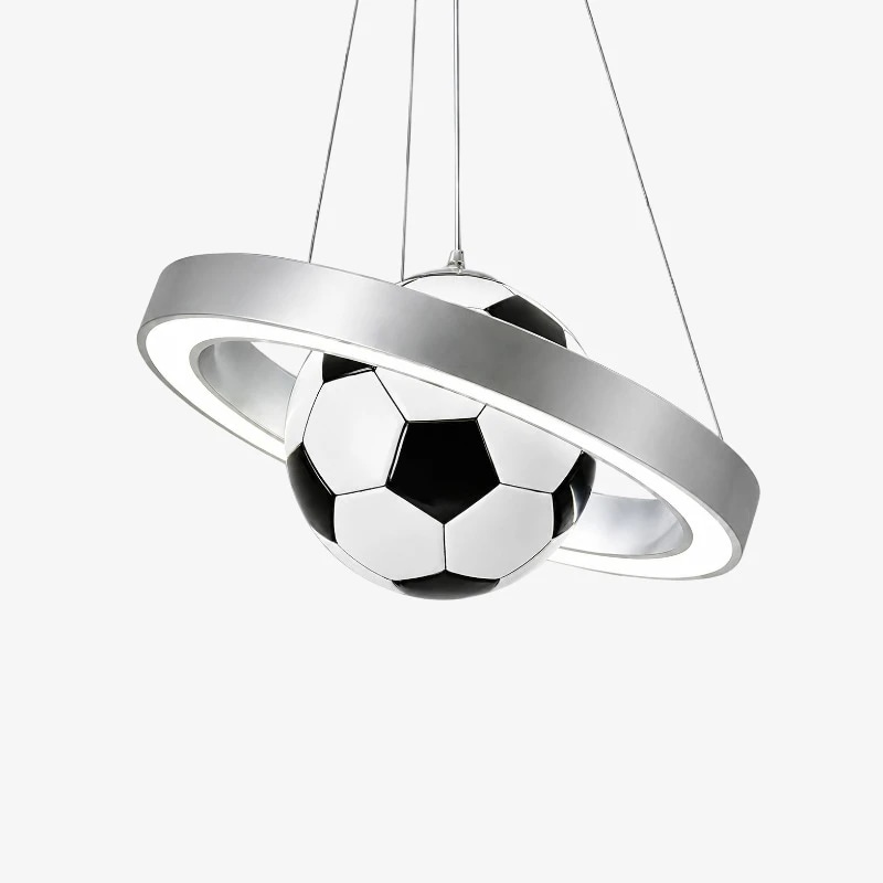 Silver soccer pendant chandelier finish