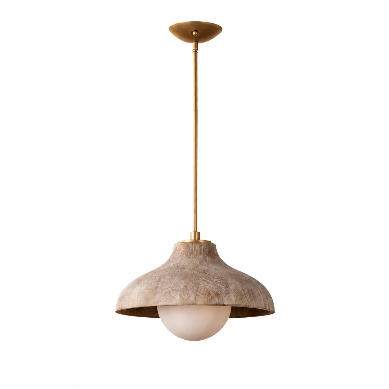 Natural wood and glass pendant lamp product view