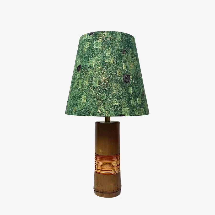 Moss Green shade bamboo table lamp