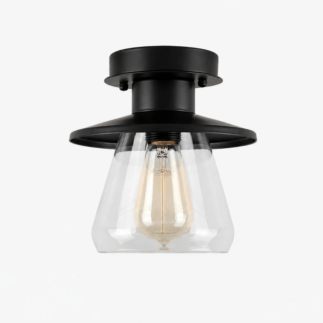 Black metal and glass ceiling light