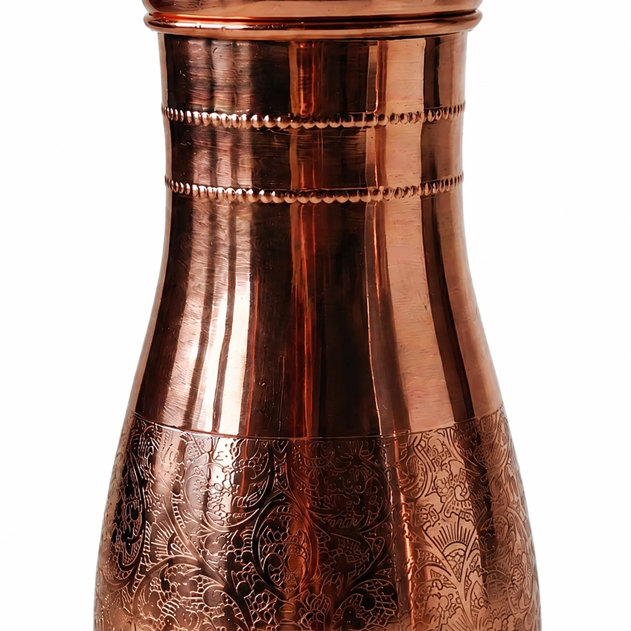 Carved copper kettle pattern detail