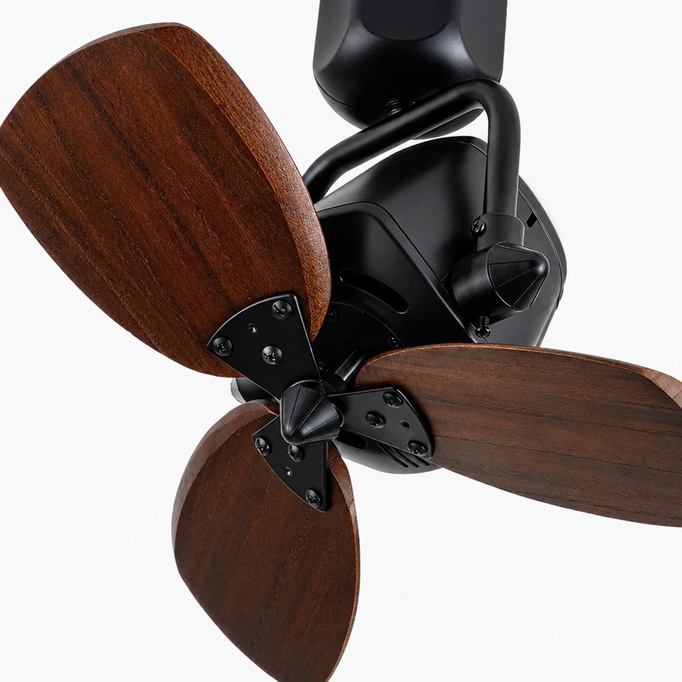 Wood grain fan blades and reinforced hub detail