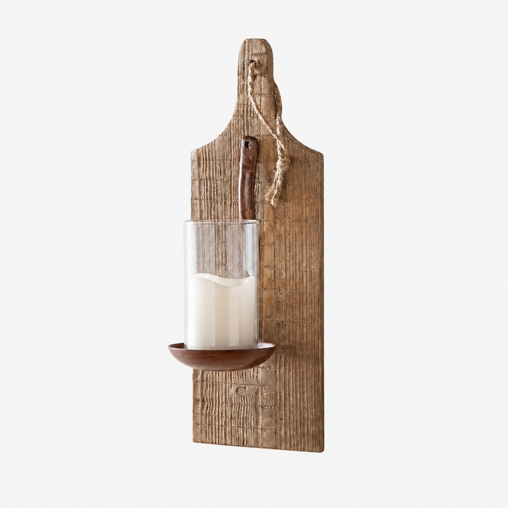 Wall lamp style rustic wooden wall sconce